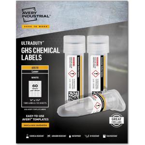 imageAvery UltraDuty GHS Chemical Labels for Laser Printers Waterproof UV Resistant 05 x 175 Pack of 1500 6051812 x 134