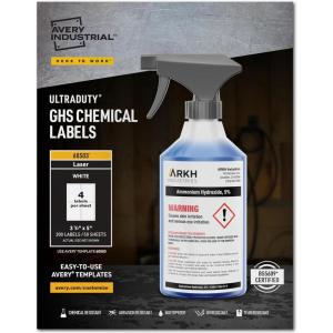 imageAvery UltraDuty GHS Chemical Labels for Laser Printers Waterproof UV Resistant 35 x 5 200 Pack 60503