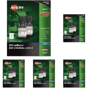 imageAvery UltraDuty GHS Chemical Labels for Pigment Inkjet Printers Waterproof UV Resistant 1x 25 Pack of 600 605271 x 212 Pack of 3000