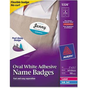 imageAvery White Adhesive Oval Name Badges 2 x 314 Pack of 160 5326