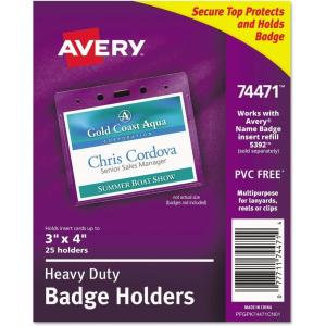 imageSecure Top HeavyDuty Badge Holders Horizontal 4w x 3h Clear 25Pack