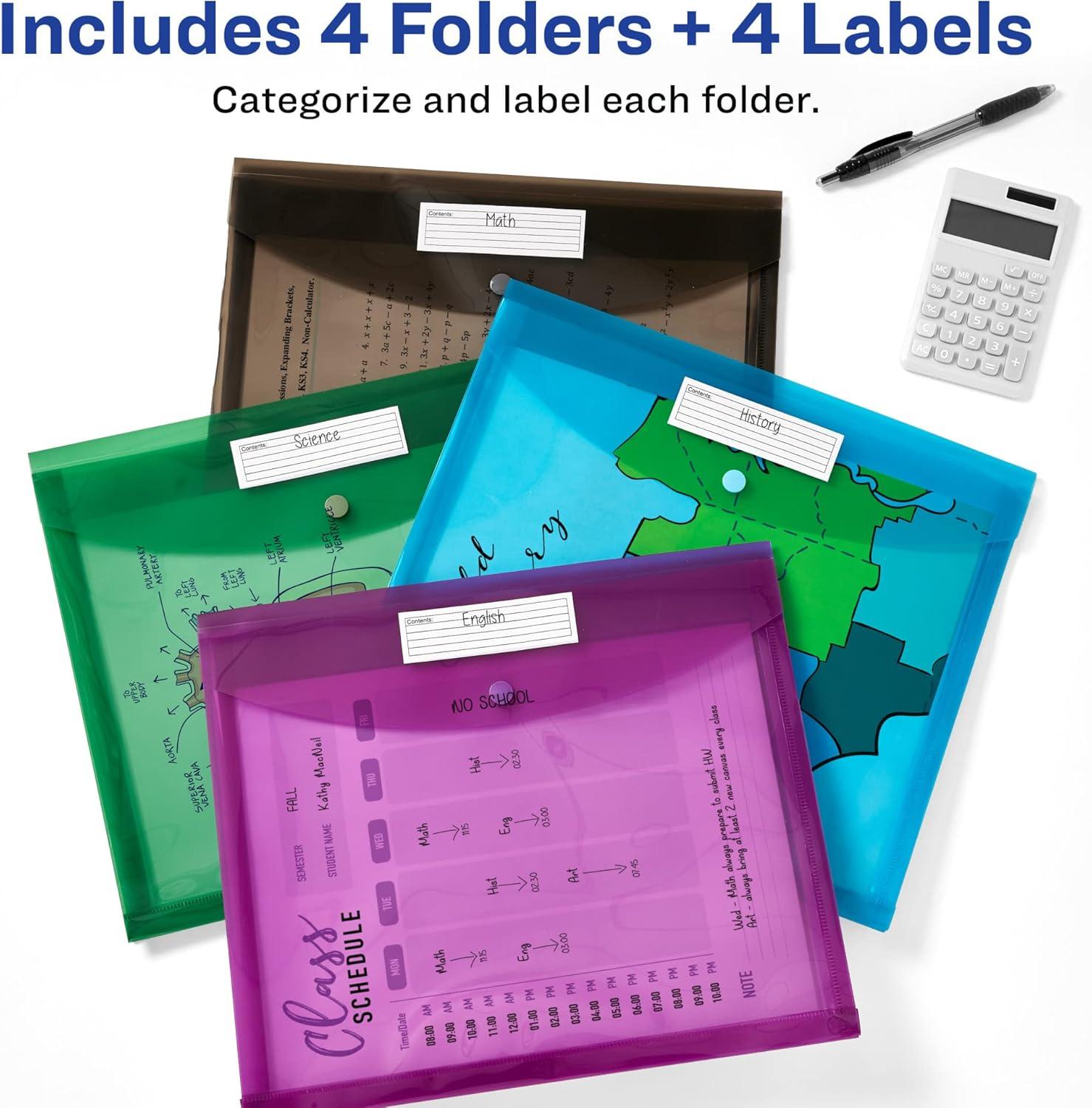 imageAvery Document Holder Envelope Holds 450 LetterA4Size Sheets 4Color 4Pack 73556Assorted