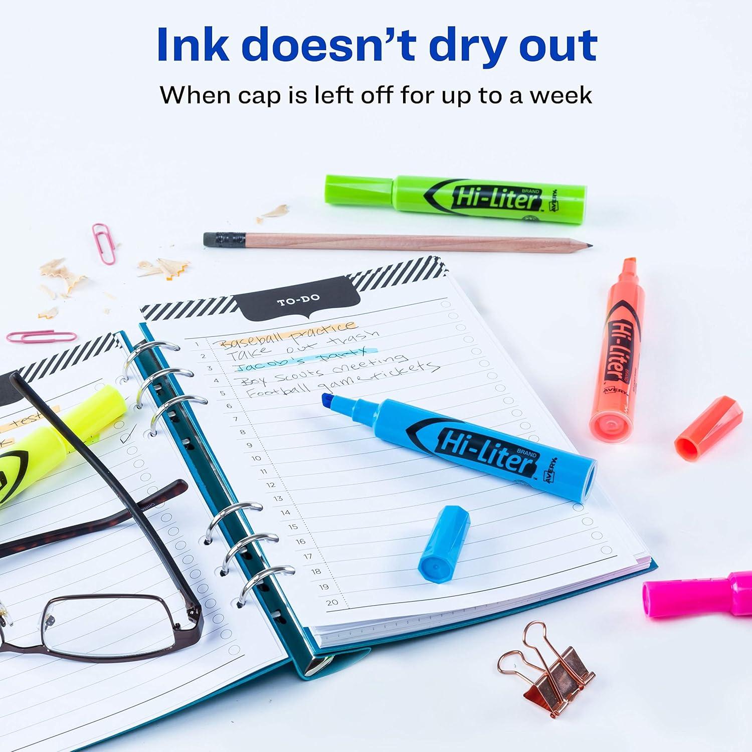 imageAvery HiLiter DeskStyle Highlighters Smear Safe Ink Chisel Tip is great for sketch book art 12 Assorted Colors 98034