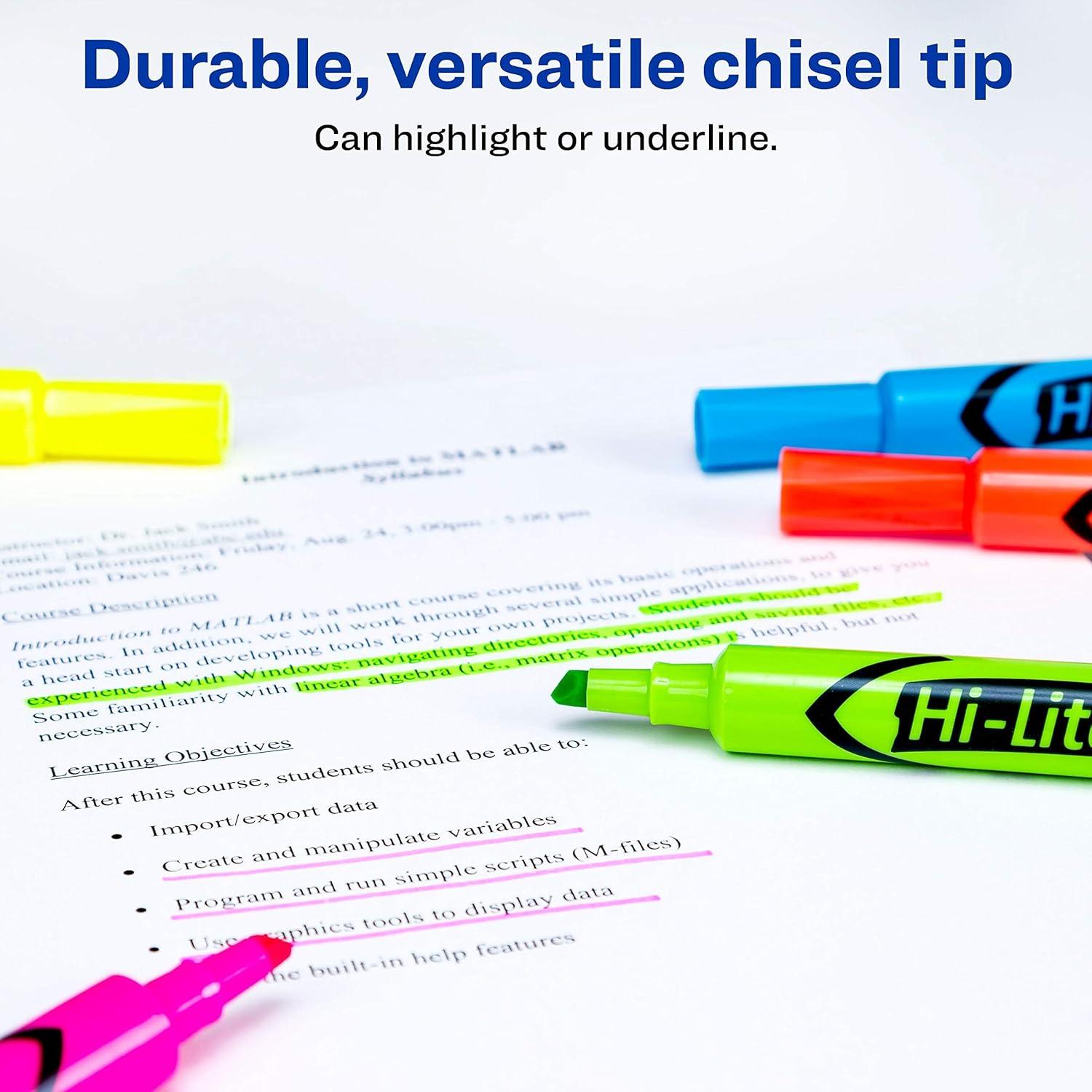 imageAvery HiLiter DeskStyle Highlighters Smear Safe Ink Chisel Tip is great for sketch book art 12 Assorted Colors 98034
