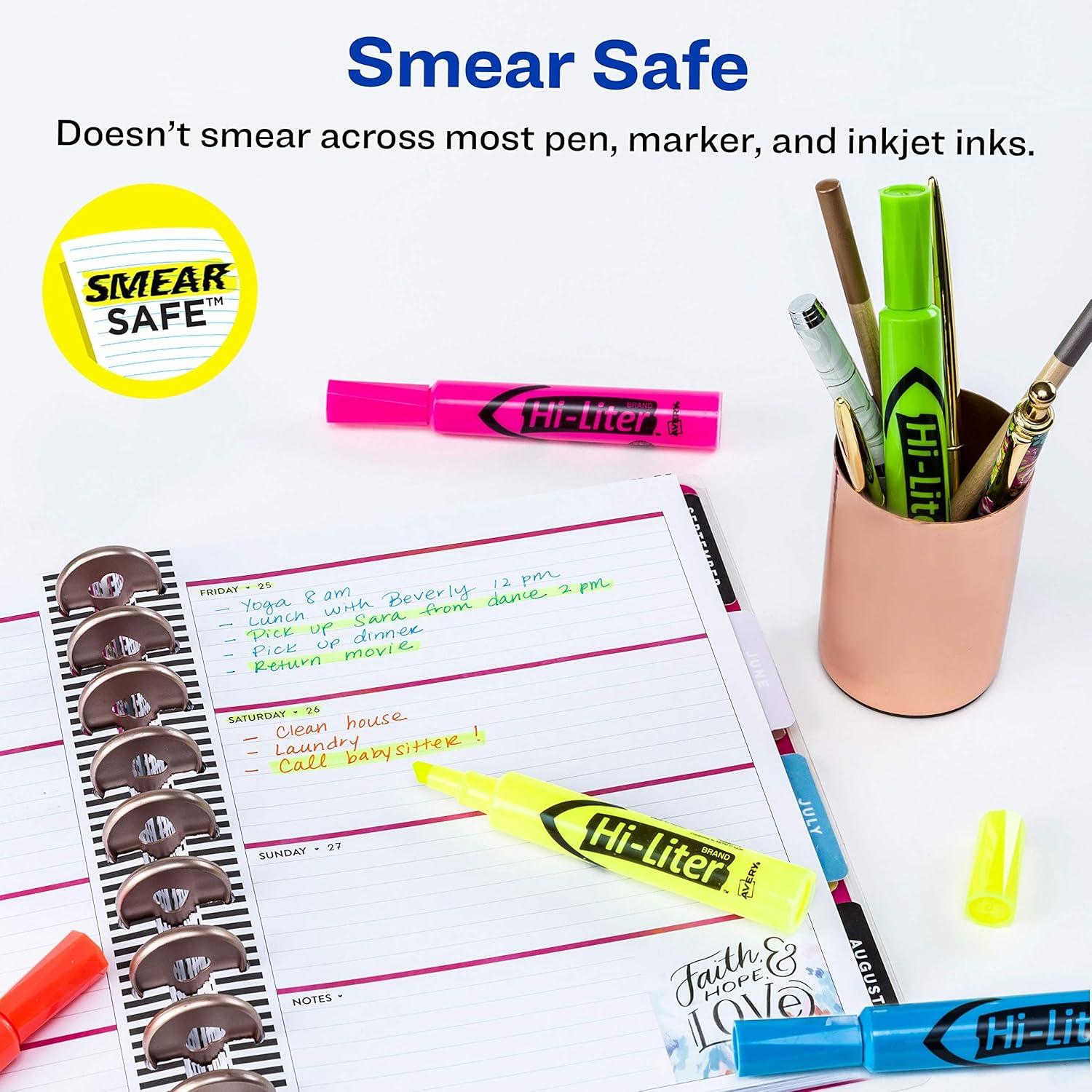 imageAvery HiLiter DeskStyle Highlighters Smear Safe Ink Chisel Tip is great for sketch book art 12 Assorted Colors 98034