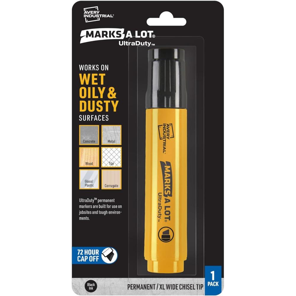 imageAvery Marks A Lot UltraDuty Permanent Markers Chisel Tip Water Resistant Assorted Colors 3 Industrial Markers 29864Black