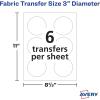 imageAvery Dark Transfer Paper for TShirts 3quot Diameter Pre DieCut IronOn Circle Transfers PrinttotheEdge 3 Sheets of Heat Transfer Paper 18 Total 02232