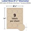 imageAvery Kraft Brown Round Labels with Sure Feed Technology 25quot Diameter Print to The Edge LaserInkjet Printable Labels 225 Total 2280825