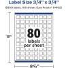 imageAvery Matte White Removable Square Labels Sure Feed Technology PrinttoTheEdge 34quot x 34quot 1200 Removable Labels LaserInkjet Printable8 000 labels