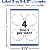 imageAvery Matte White Round Labels Sure Feed Technology 35quot Diameter 100 Matte White Printable Labels100 Labels
