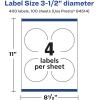 imageAvery Matte White Round Labels Sure Feed Technology 35quot Diameter 100 Matte White Printable Labels400 Labels