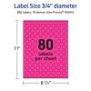 imageAvery Printable Round Labels Sure Feed Technology 34quot Diameter Neon Magenta Labels PrinttoTheEdge LaserInkjet 3200 Total Great for Price Stickers and Mailing Seals800 labels