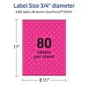 imageAvery Printable Round Labels Sure Feed Technology 34quot Diameter Neon Magenta Labels PrinttoTheEdge LaserInkjet 3200 Total Great for Price Stickers and Mailing Seals6 400 labels