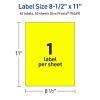 imageAvery Printable Sticker Paper 812quot x 11quot FullSheet Labels Neon Yellow Labels LaserInkjet Printable 20 Total Great for Packaging and Stickers40 labels