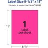 imageAvery Printable Sticker Paper 85quot x 11quot Matte White Repositionable Adhesive LaserInkjet Compatible 5 FullSize Label Sheets Great for Product Branding Cute Stickers Crafts and More 53202Neon Magenta