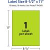 imageAvery Printable Sticker Paper 85quot x 11quot Matte White Repositionable Adhesive LaserInkjet Compatible 5 FullSize Label Sheets Great for Product Branding Cute Stickers Crafts and More 53202Bright Green