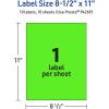 imageAvery Printable Sticker Paper 85quot x 11quot Matte White Repositionable Adhesive LaserInkjet Compatible 5 FullSize Label Sheets Great for Product Branding Cute Stickers Crafts and More 53202Neon Green