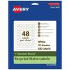 imageAvery EcoFriendly Matte White Recycled Round Labels 1quot Diameter PrinttoTheEdge Matte White Labels Permanent Adhesive LaserInkjet Printable 480 Total480 Labels