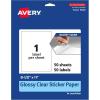 imageAvery Glossy Clear Sticker Paper 85quot x 11quot 10 Glossy Clear Labels LaserInkjet Printable Great for Product Merchandising Weddings and Mailing50 labels