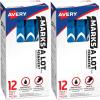 imageAvery MarksALot Permanent Markers Large DeskStyle Size Chisel Tip Water and Wear Resistant 12 Blue Markers 0888612 Count Pack of 2