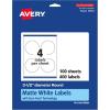 imageAvery Matte White Round Labels Sure Feed Technology 35quot Diameter 100 Matte White Printable Labels400 Labels