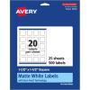 imageAvery Matte White Square Labels Sure Feed Technology 15quot x 15quot 500 Matte White Printable Labels500 Labels