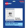 imageAvery Matte White Square Labels Sure Feed Technology 34quot x 34quot 2000 Matte White Printable Labels4 000 Labels