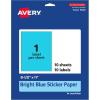 imageAvery Printable Sticker Paper 85quot x 11quot Matte White Repositionable Adhesive LaserInkjet Compatible 5 FullSize Label Sheets Great for Product Branding Cute Stickers Crafts and More 53202Bright Blue