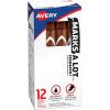 imageMarksALot Avery Permanent Markers Large DeskStyle Size Chisel Tip Water and Wear Resistant 12 Brown Markers 08881