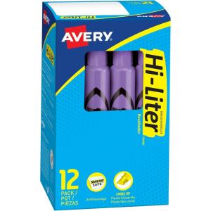 imageAVERY HiLiter DeskStyle Highlighters Smear Safe Ink Chisel Tip 12 Fluorescent Purple Highlighters 2406012 Count Pack of 1