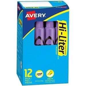 imageAVERY HiLiter DeskStyle Highlighters Smear Safe Ink Chisel Tip 12 Fluorescent Purple Highlighters 2406012 Count Pack of 12