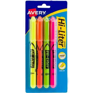imageAVERY HiLiter PenStyle Highlighters Smear Safe Ink Chisel Tip 4 Assorted Color Highlighters 235454 Count Pack of 1