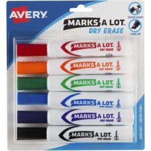 imageAVERY Marks A Lot Dry Erase Markers Low Odor White Board Markers with Chisel Tip 4 Assorted Colors 244091 Count Pack of 1
