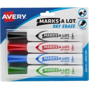 imageAVERY Marks A Lot Dry Erase Markers Low Odor White Board Markers with Chisel Tip 4 Assorted Colors 244094 Count Pack of 1