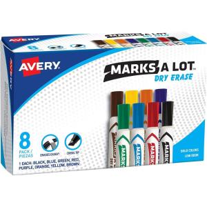 imageAVERY Marks A Lot Dry Erase Markers Low Odor White Board Markers with Chisel Tip 4 Assorted Colors 244098 Count Pack of 1