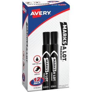 imageAVERY MarksALot Large DeskStyle Chisel Tip Value Pack 36 Black Permanent Markers are perfect for signs and posters 98206Regular Chisel Tip