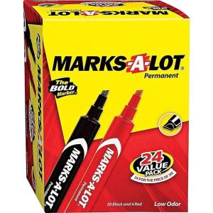 imageAVERY MarksALot Permanent Markers Large DeskStyle Size Chisel Tip Water and Wear Resistant 24 Assorted Markers 24800 98088