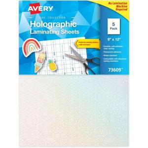 imageAvery Clear Laminating Sheets 9quot x 12quot Permanent SelfAdhesive 50 SelfLaminating Sheets Great for Protecting Documents Photos and Signs More 73601Holographic