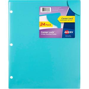 imageAvery Corner Lock Binder Pocket for 3 Ring Binders Aqua Blue with Clear Front for 85quot x 11quot Documents AcidFree and ArchivalSafe 1 Binder Folder 47837Aqua Blue