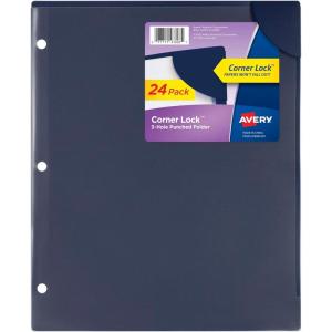 imageAvery Corner Lock Binder Pocket for 3 Ring Binders Aqua Blue with Clear Front for 85quot x 11quot Documents AcidFree and ArchivalSafe 1 Binder Folder 47837Navy Blue