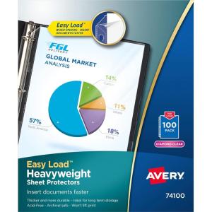 imageAvery Diamond Clear Heavyweight Sheet Protectors Easy Load 200 Document Protectors 74400100 pack