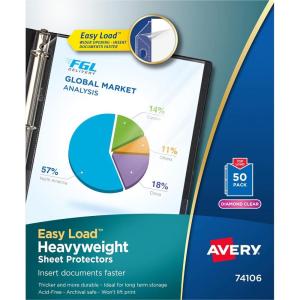 imageAvery Diamond Clear Heavyweight Sheet Protectors Easy Load 200 Document Protectors 7440050 pack