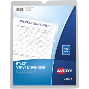 imageAvery Document Holder Envelope Holds 450 LetterA4Size Sheets 4Color 4Pack 73556Clear