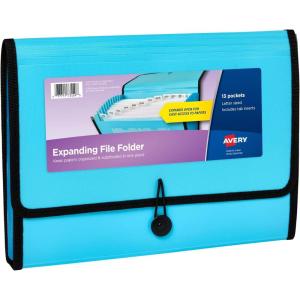 imageAvery Expanding File Folder Organizer 13Pocket Accordion File Organizer Black Holds 425 LetterA4Size Sheets 73553Aqua