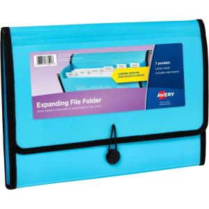imageAvery Expanding File Folder Organizer 7Pocket Accordion File Organizer Black Holds 425 LetterA4Size Sheets 73550Aqua