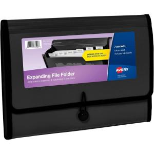 imageAvery Expanding File Folder Organizer 7Pocket Accordion File Organizer Black Holds 425 LetterA4Size Sheets 73550Black