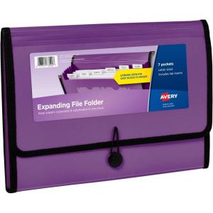 imageAvery Expanding File Folder Organizer 7Pocket Accordion File Organizer Black Holds 425 LetterA4Size Sheets 73550Plum