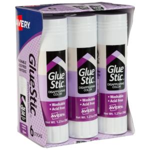 imageAvery Glue Stic Disappearing Purple Washable NonToxic 127oz 6 Glue Sticks 980716 pack