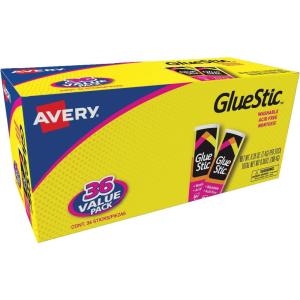 imageAvery Glue Stick Value Pack White Washable Nontoxic 026 oz Permanent Glue Stic 36pk 98023
