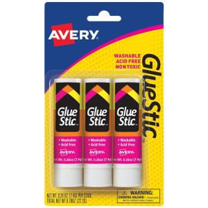 imageAvery Glue Stick White Washable Nontoxic 026 oz Permanent Glue Stic 6pk 980953 sticks
